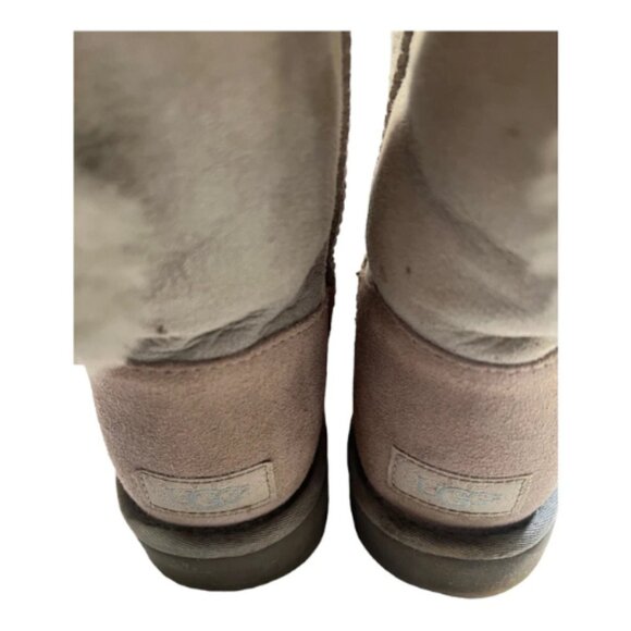 UGG Women’s Size 7 Charmed Button Gray Sheepskin Suede Winter Boots 101650 - Picture 6 of 7